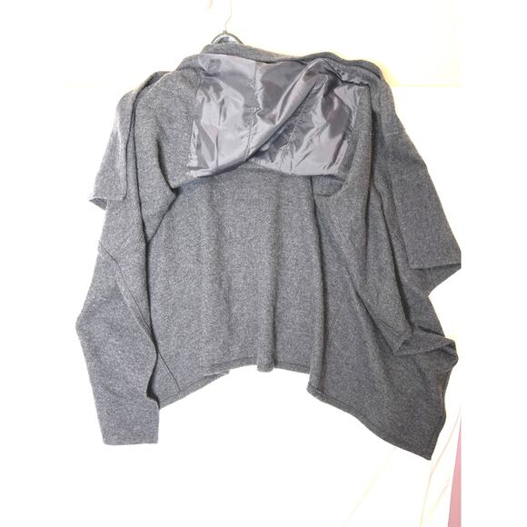 Herman Geist poncho 100% wool vintage grey kangaroo pocket, quiet luxury - Picture 5 of 5